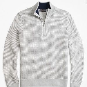 Brooks brothers jacquard half zip sweater in grey